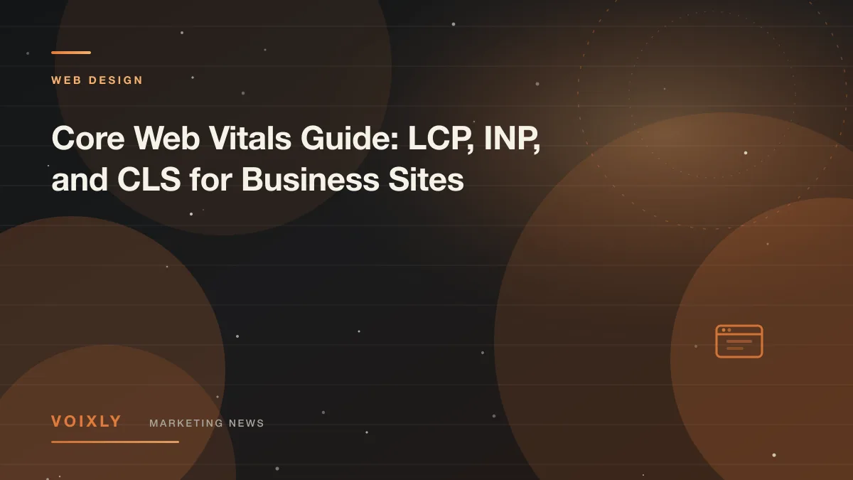 Core Web Vitals Guide: LCP, INP, and CLS for Business Sites — Voixly Marketing News cover