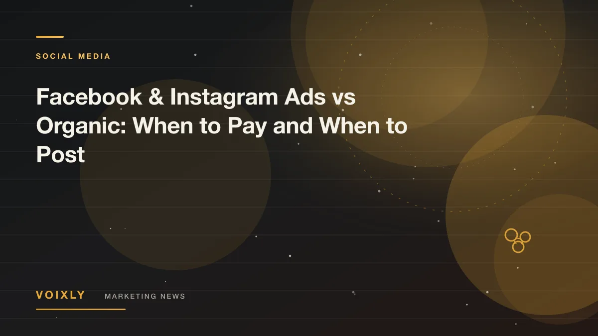 Facebook & Instagram Ads vs Organic: When to Pay and When to Post — Voixly Marketing News cover